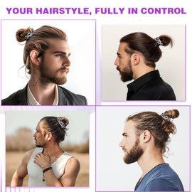 Set of 10 Men's Hair Bobbles Grey & Black Non-Slip Braiding Bands Without Hair Breakage Sports Suitable for Thick Hair Day Shape Curls Men's Hairstyles