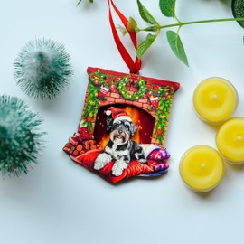 BlinkWishes Schnauzer Dog Christmas Ornament, for Schnauzer Owners, Schnauzer Lovers, Dog Mom, Dog Dad, Schnauzer Ornaments for Tree Decor Xmas Keepsake