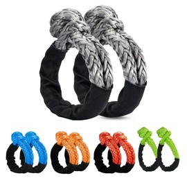 [CALIFAKT] Tow Soft Shackle, Rope Shackle, Tow Rope, Breaking Load, 24 Ton, For Cars, Tow Hook, Shackle, Fiber Winch Use, Set of 2 (Black)