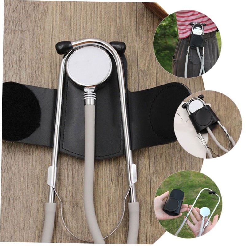 Ciieeo 2pcs Leather Stethoscope Holder Clip Portable Stethoscope Protector for