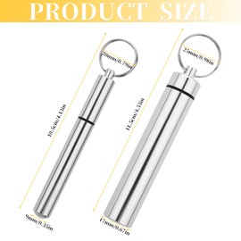 Pack of 4 Toothpick Holder Metal Toothpick Box Portable Toothpick Dispenser with Key Ring Outdoor Toothpick Container for Travel Picnic and Camping