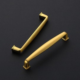 Ravinte 20 Pack Solid 5 Inch Cabinet Handles - Brushed Brass Pulls for Kitchen Drawers and Cabinets - Hardware for Cupboards