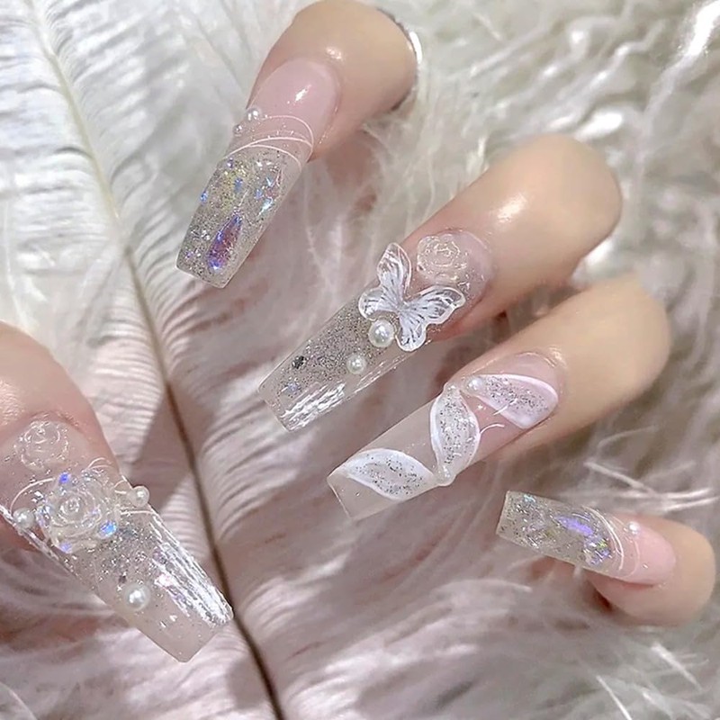 花 ネイルパーツ 6mm 8mm 6色 約90個セット 3D 立体 可愛い お花パーツ