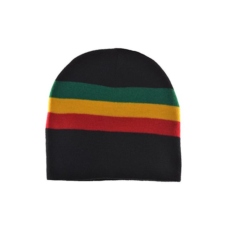 Nayt Rasta Stripe 8" Short Beanie Hat Reggae Black Red