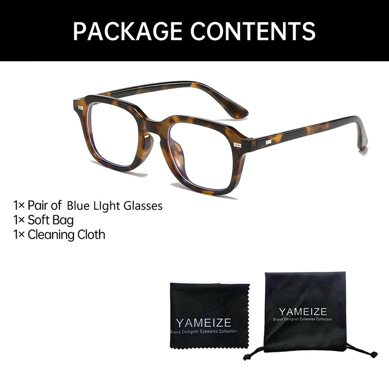 YAMEIZE Square Blue Light Glasses Women Men - Anti Blue