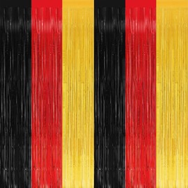 SINGOMON 4 Packs Race Car Birthday Decorations Red Yellow Black Glitter Tinsel Foil Fringe Curtain 3.2x8.2 ft Metallic Holiday Garland Tinsel Backdrop for Carnival Party Decorations Graduation Decorations Racing Car Party Decorations