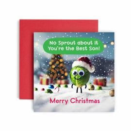 Huxters Christmas Cards for Men - Sprout Christmas Son Christmas Card for him - Funny Holiday Card for Son Fun Happy Christmas - 14.8cm (Son)