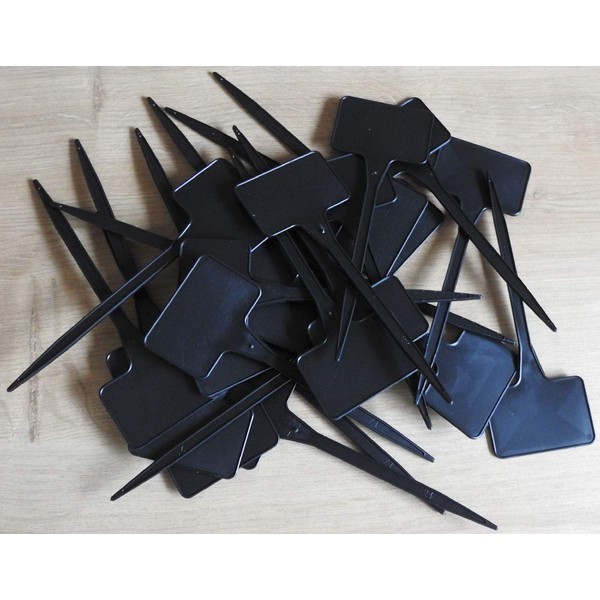 Viridis Hortus - 100 x 6" Black Plastic Plant"T" Labels