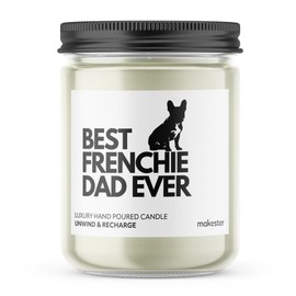 Frenchie Gifts for Men - Luxury Soy Wax - Vanilla, Jasmine, Sugared Almond - Makester