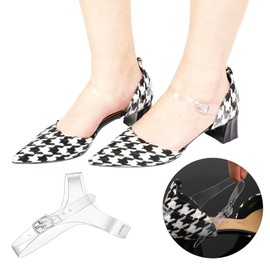 KALIONE 2 Pairs Detachable Shoe Straps for Heels, Replacement Ankle Straps for Heels, Elastic Transparent High Heels for Women, Clear Anti Loose Shoelace with Adjustable Buck for Holding High Heels