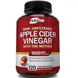 NutriFlair Apple Cider Vinegar with the Mother 1600mg, Gut Health Support Dietary Aid - 120 Capsules Edible Healthcare