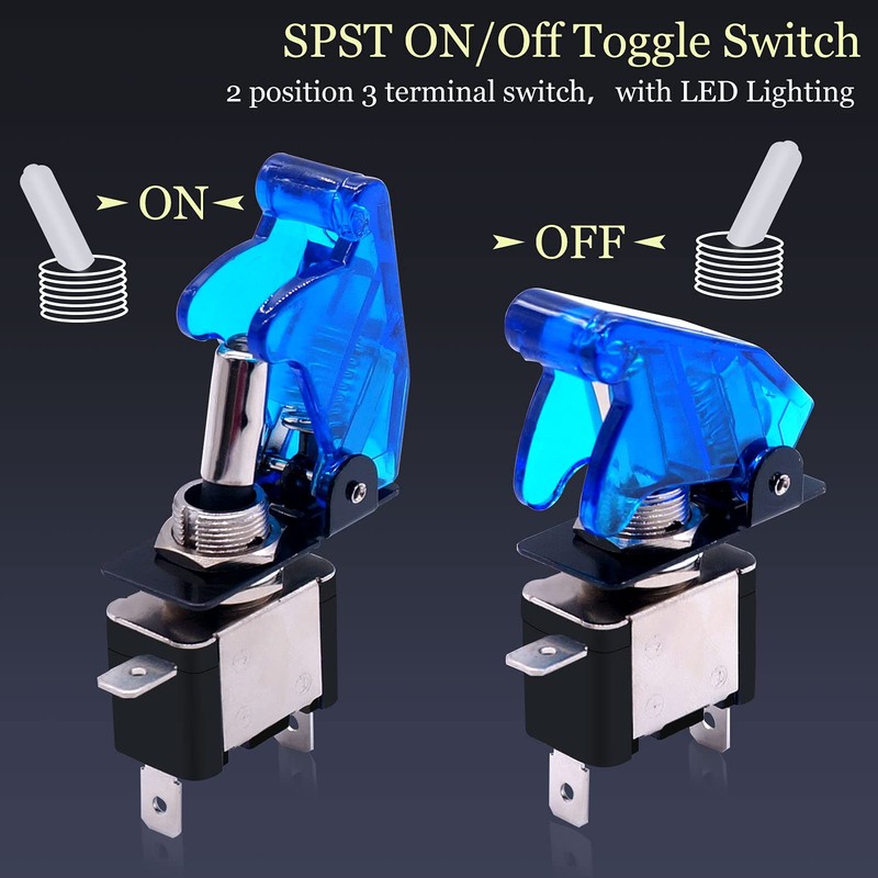 Twidec/3Pcs Rocker Lighted Toggle Switch 12V 20A Heavy Duty Racing