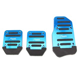 3 Pcs Car Non-Slip Brake Foot Pedals, Car Pedal Cover Set Manual Car Auto, Non Slip Sports Aluminium Alloy Automatic Car Auto Vehicle Pedal Foot Treadle Foot Brake Cover Pad, Blue