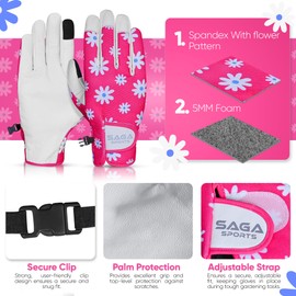 SAGA SPORTS Premium Gardening Gloves for Women – Breathable and Durable with Leather Palm Protection | Ideal for All Outdoor Tasks (Pink, Medium)