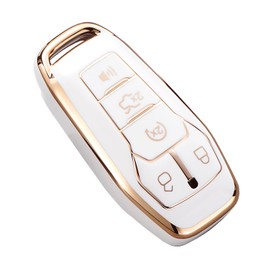 for Ford Key Fob Cover, Premium Soft TPU Full Protection Key Fob Case for Ford Fusion Mustang F150 Edge Explorer Lincoln MKZ MKC MKX Smart Remote Key Protector,Size A-ivory