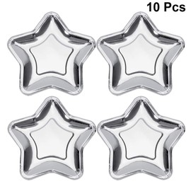 HEALLILY 10 stücke Weihnachten einweg kuchenform fünfzackigen Stern pappteller einweg papierfach sternform Teller für Weihnachten Geburtstag Silber