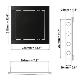 300x300mm Access Panel - Concealed Wall Hatch - 12x12 inch Inspection Door - ABS Plastic Anthracite