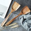 FJNATINH Large Wooden Wok Spatula, 13 Inch Natural Teak Long