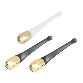 Beavorty 3pcs Metal Facial Cream Spoon Premium Beauty Scoop for Eye Cream Face and Facial Masks Comfortable Curvilinear Design for Easy Application and Sampling