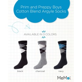 MeMoi Argyle - Calcetines de vestir para niño, Navy Mk 132, 8-9.