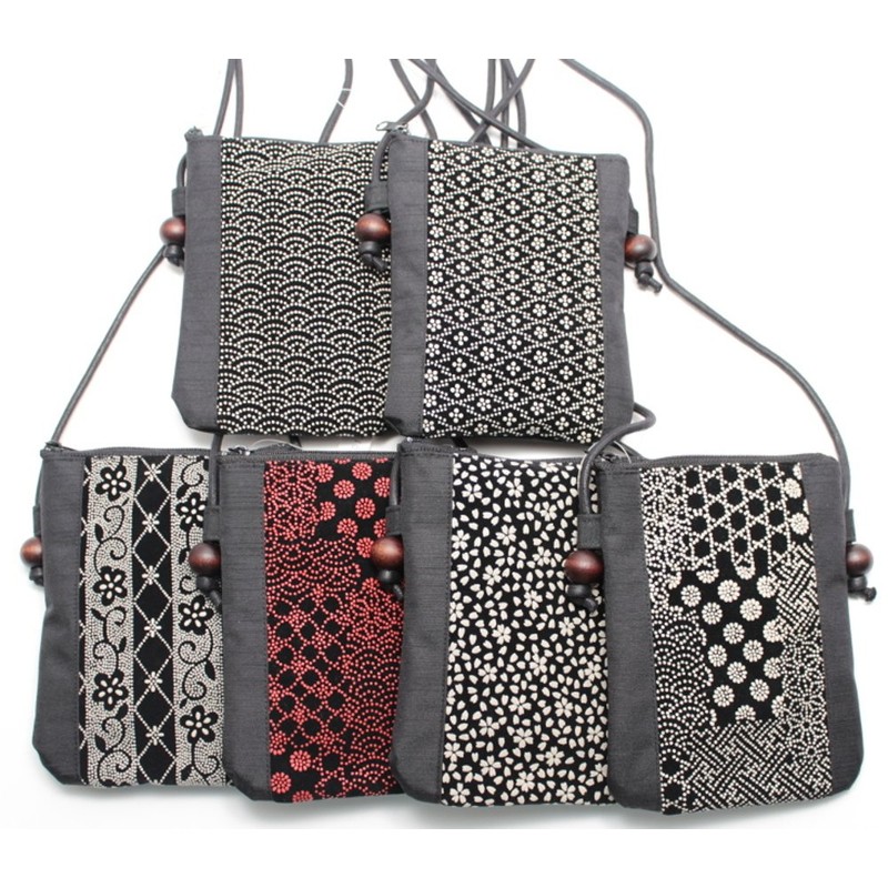 Maruzen Pochette Suede Inden Style Walking Pochette Blue Sea Wave