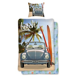 Linon reversible bed linen VW Beetle 135 cm x 200 cm + 80 cm x 80 cm in original packaging 100% cotton Volkswagen VW Beetle exclusive model 005