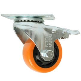 Dogotuls ZF5116 Rodaja PVC Giratoria y Freno, color Naranja, 2"