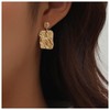 Inilbran Boho Hammered Square Earrings Gold Hammered Texture Square Stud