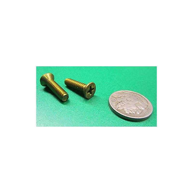 Brass Flat Head Phillips Machine Screws, FT, 10-24 Thread Size