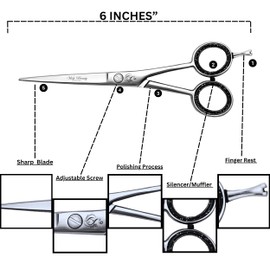 Wishbeauty Hairdressing Scissor Barber Salon Shear Stainless Steel Hair Cutting Scissors for Professional, Hairdressers, Barbers for Women, Men, Children (Silver Cutting Shear)