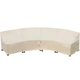 Flexiyard Curved Patio Furniture Cover for Outdoor Sectional Sofa, 190"(128") Reinforced Waterproof 600D Patio Sectional Couch Cover, Half Moon Lawn Outside Garden Furniture Winter Protective Cover