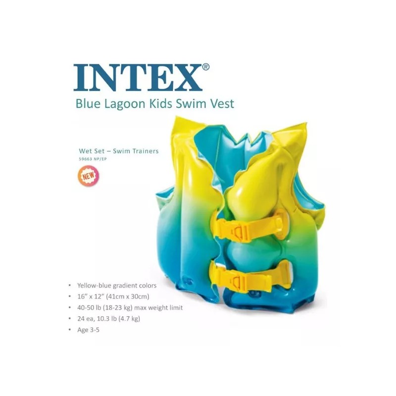 Intex Chaleco Inflable Salvavidas Para Niño Azul 59663np