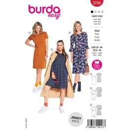 Burda Easy Sewing Pattern Women's Jersey Dresses #5708 Size 6-18