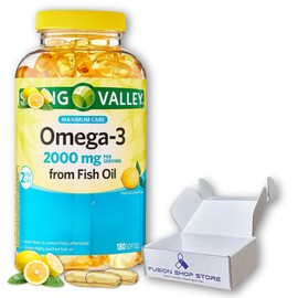 Omega 3 2000mg- Fish Oil 180 Softgels (Pack of 1), Boxed by Fusion Shop Store