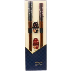 Ishida Chopsticks, Made in Japan, Black/Red Body Size: Chopsticks: 9.1 inches (23 cm) / 8.3 inches (21 cm), Chopsticks Rest 1.8 x 1.0 x 0.3 inches (4.5 x 2.5 x 0.7