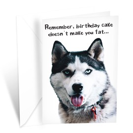 Prime Greetings Funny Dog Birthday Card Pun With Husky, Made in America, Eco-Friendly, Thick Card Stock with Premium Envelope 5in x 7.75in, Packaged in Protective Mailer