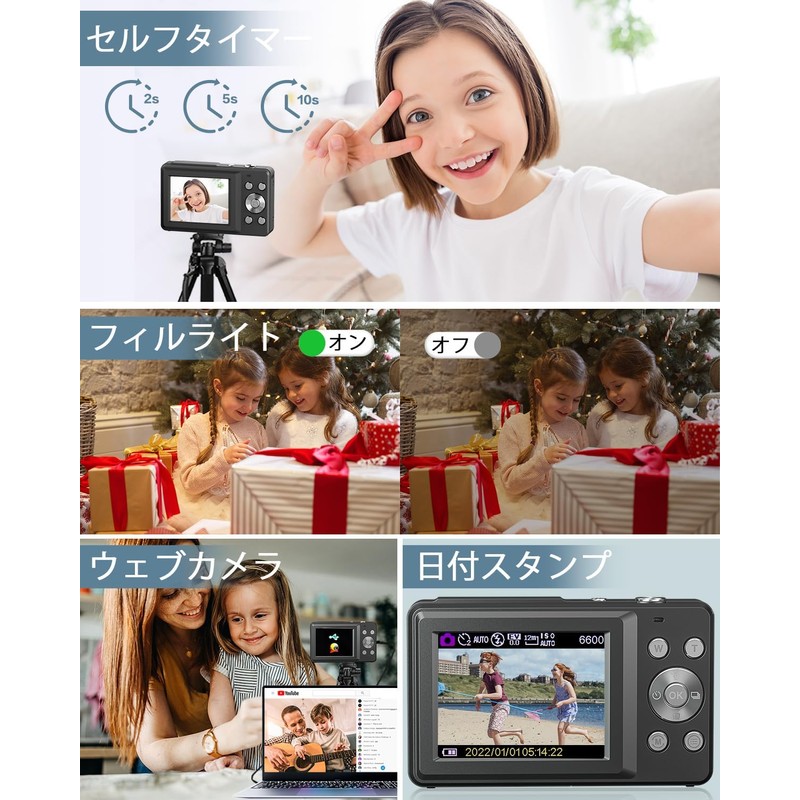Lecran Digital Camera, Digital Camera, 44 Million Pixels, 1080P Video,