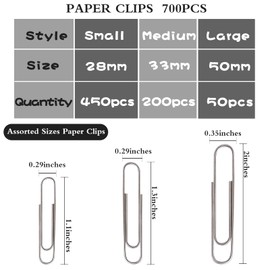 700pcs Paper Clips Assorted Sizes Large (700PCS)