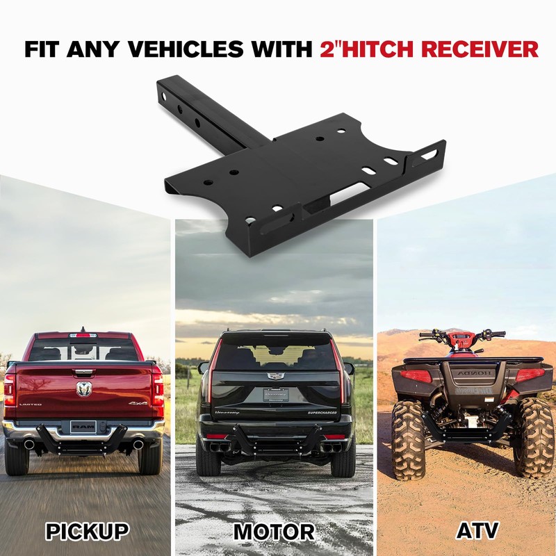 FieryRed Universal 2" Receiver Trailer Hitch Winch Mount Plate, Winch