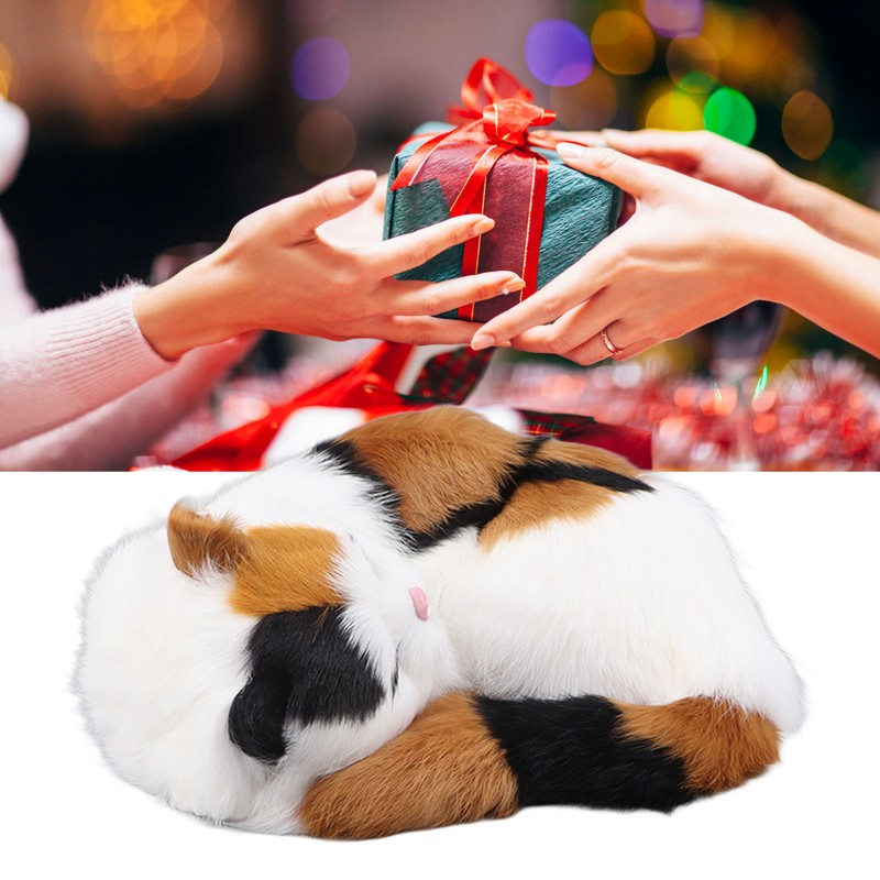 Fur Cat Figurine Simulation Innovative Hand Crafted Cute Fur Cat