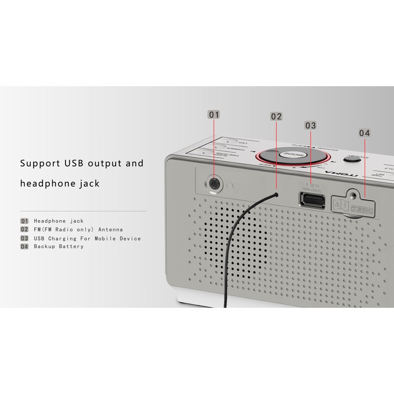 Alarm Clock Radio with Bluetooth Speaker, Digital FM Radio, Dual