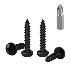 Pack of 150 M4 screws, black, tapping screws, black flat head screws, wood screws, M4 x 25 mm Phillips self-tapping screws, round head screws for acoustic panels, drilling screws