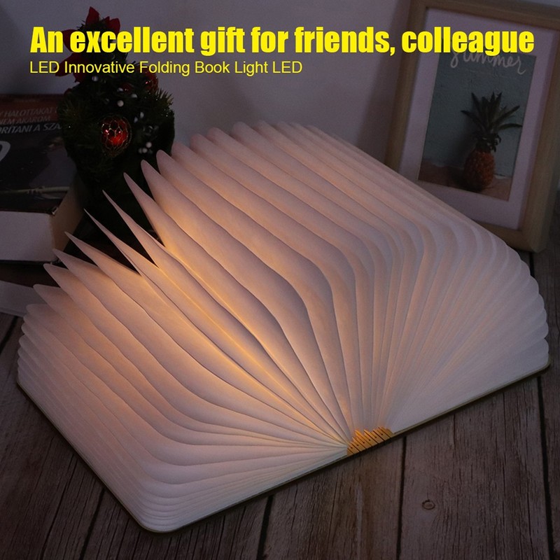 USB Magnetic Wooden Book Light Portable LED Foldable Desk Night