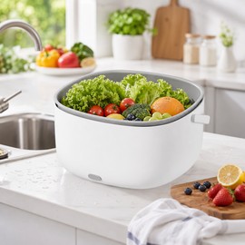 Ultrasonic Produce Washing Basket for Kitchen Prep – Battery-Powered Fruit & Vegetable Rinse and Drain System