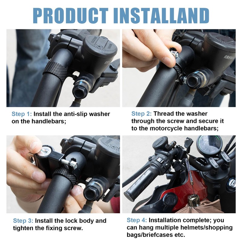 PSLER Motorcycle Helmet Lock- with 2 Keys Universal Anti Theft