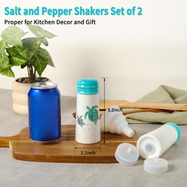 Salt and Pepper Shakers Set - HAPPY KIT 2-Count Ceramic Salt and Pepper Grinder Set with Silicone Lid and Funnel for Table, RV, Camp, BBQ Gift Box Ready (Sunflower)