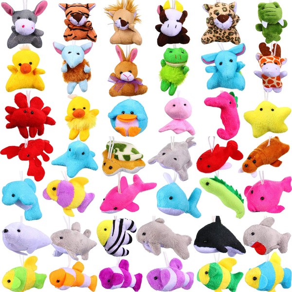42 Pieces Mini Plush Animals Toys Set, Cute Small Stuffed Animal Plush Keychain Decorations for Themed Party Favors, Carnival Prizes, Classroom Rewards, Goody Bags Filler for Boys Girls (Cute Style)