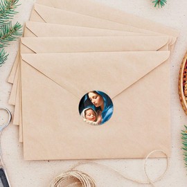 Current Madonna & Child Seals - Set of 72 Holiday Envelope Stickers, 1.5 inches Diameter, for Cards, Presents, and Crafts, Christmas Stationary