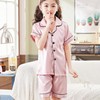 Cool Summer Kids Short-Sleeved Shorts Pajamas for Elementary Schoolers Pajamas Navy/Size 18
