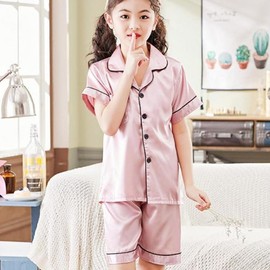 Cool Summer Kids Short-Sleeved Shorts Pajamas for Elementary Schoolers Pajamas Navy/Size 18